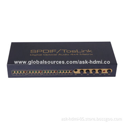 SPDIF/Toslink Digital Optical Audio 4x4 Matrix, 5V DC/1A Power Supply